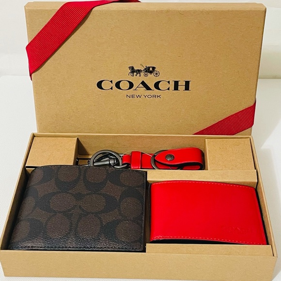 NWT Coach Boxed 3 in 1 Wallet Gift Set in Colorblock Signature Canvas - Picture 1 of 7